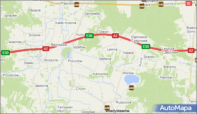 mapa Stefania gmina Władysławów, Stefania gmina Władysławów na mapie Targeo