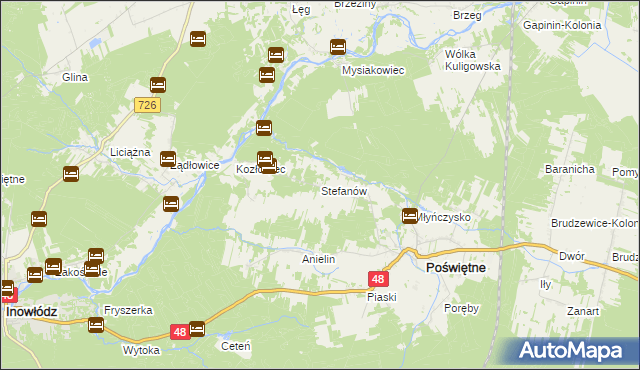 mapa Stefanów gmina Poświętne, Stefanów gmina Poświętne na mapie Targeo