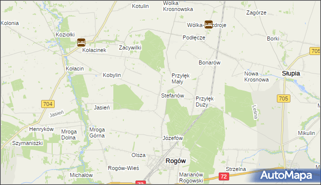 mapa Stefanów gmina Rogów, Stefanów gmina Rogów na mapie Targeo