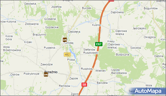 mapa Stefanów Ruszkowski, Stefanów Ruszkowski na mapie Targeo