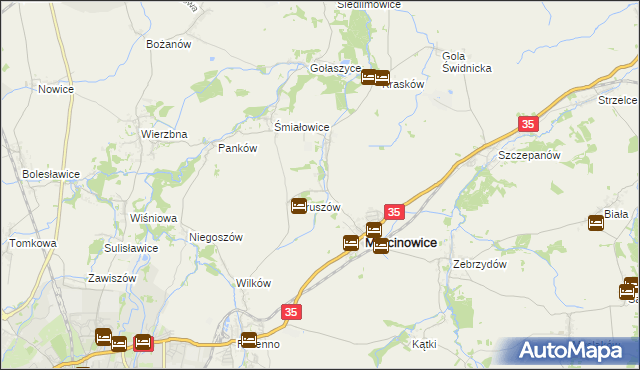 mapa Stefanowice gmina Marcinowice, Stefanowice gmina Marcinowice na mapie Targeo