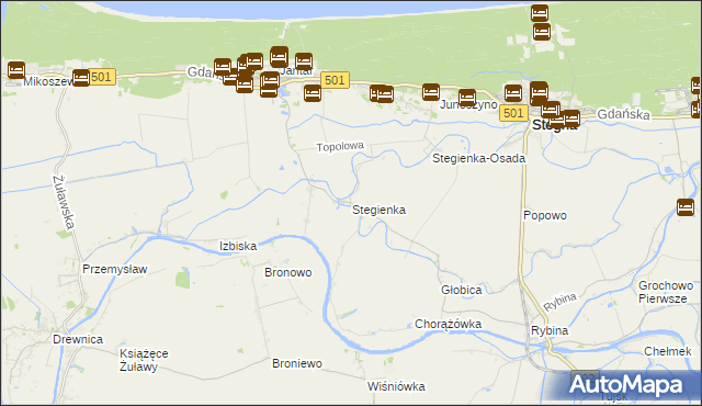 mapa Stegienka, Stegienka na mapie Targeo