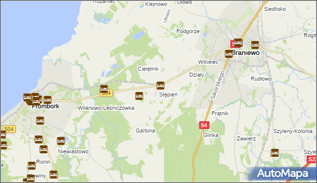 mapa Stępień, Stępień na mapie Targeo