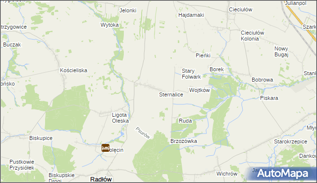 mapa Sternalice gmina Radłów, Sternalice gmina Radłów na mapie Targeo