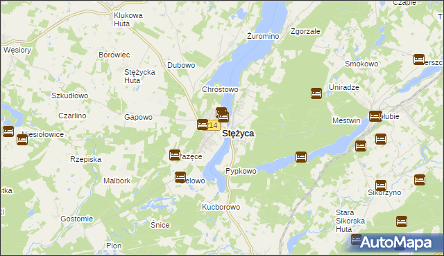 mapa Stężyca powiat kartuski, Stężyca powiat kartuski na mapie Targeo