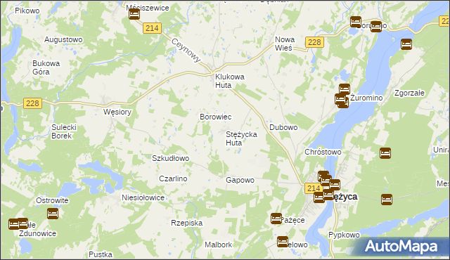 mapa Stężycka Huta, Stężycka Huta na mapie Targeo