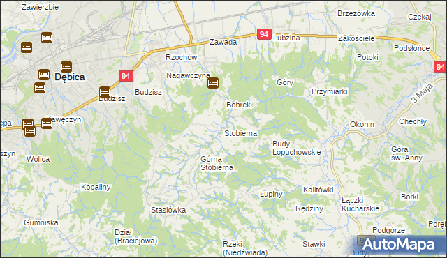 mapa Stobierna gmina Dębica, Stobierna gmina Dębica na mapie Targeo