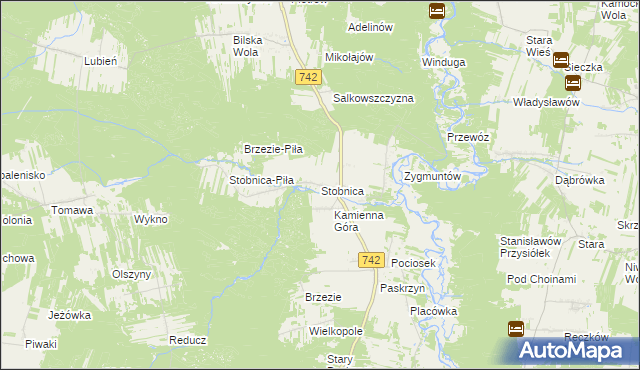 mapa Stobnica gmina Ręczno, Stobnica gmina Ręczno na mapie Targeo