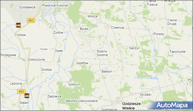 mapa Stobno gmina Godziesze Wielkie, Stobno gmina Godziesze Wielkie na mapie Targeo