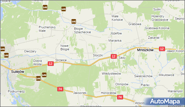 mapa Stoczki gmina Mniszków, Stoczki gmina Mniszków na mapie Targeo