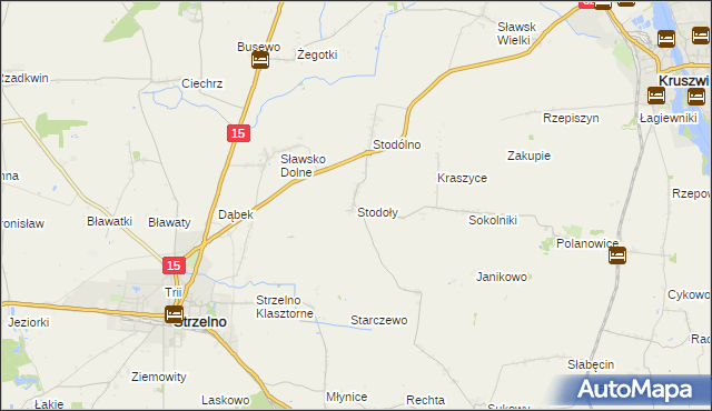 mapa Stodoły gmina Strzelno, Stodoły gmina Strzelno na mapie Targeo