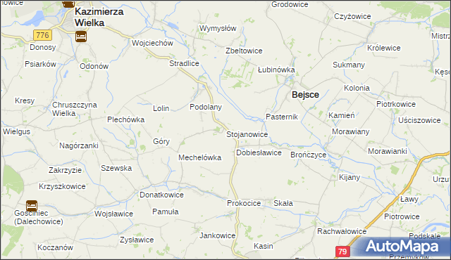 mapa Stojanowice, Stojanowice na mapie Targeo