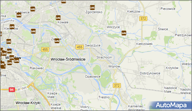 mapa Strachocin gmina Wrocław, Strachocin gmina Wrocław na mapie Targeo