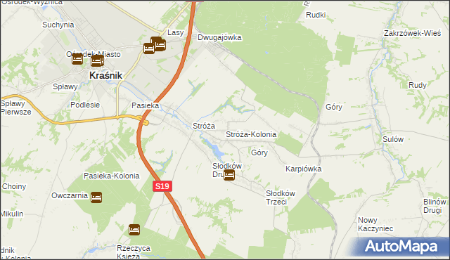 mapa Stróża-Kolonia, Stróża-Kolonia na mapie Targeo