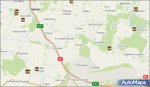 mapa Strubiny gmina Zakroczym, Strubiny gmina Zakroczym na mapie Targeo