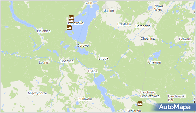 mapa Struga gmina Parchowo, Struga gmina Parchowo na mapie Targeo