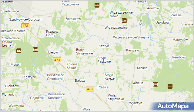 mapa Stryje Paskowe, Stryje Paskowe na mapie Targeo