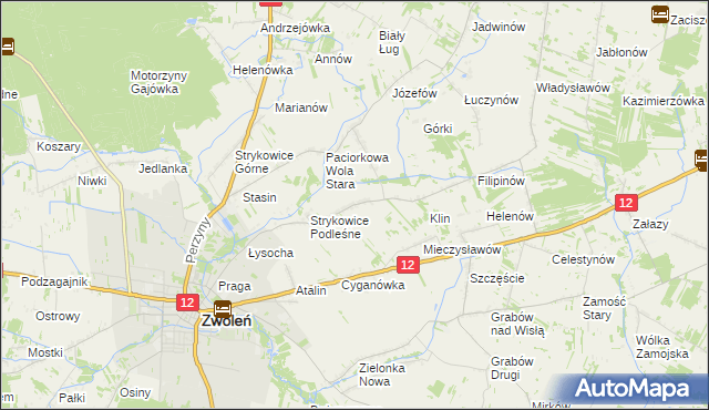 mapa Strykowice Błotne, Strykowice Błotne na mapie Targeo