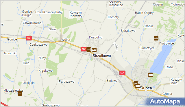 mapa Strzałkowo powiat słupecki, Strzałkowo powiat słupecki na mapie Targeo
