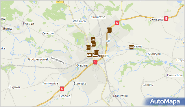 mapa Strzegom powiat świdnicki, Strzegom powiat świdnicki na mapie Targeo