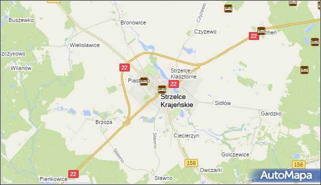 mapa Strzelce Krajeńskie, Strzelce Krajeńskie na mapie Targeo