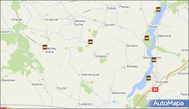 mapa Strzępiń, Strzępiń na mapie Targeo