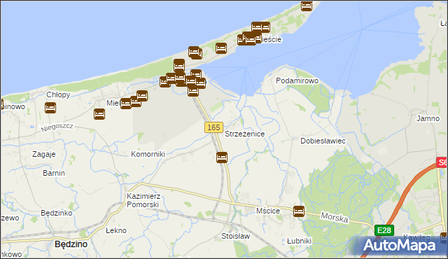 mapa Strzeżenice, Strzeżenice na mapie Targeo