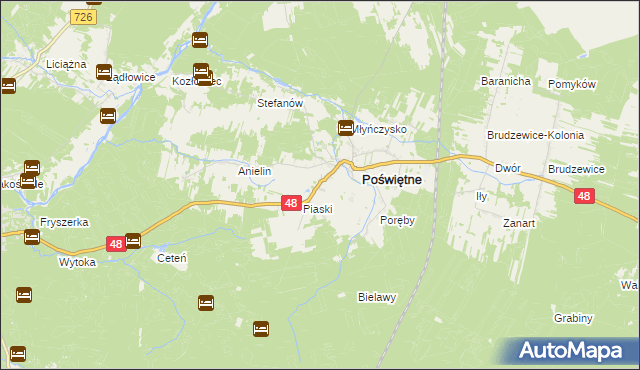mapa Studzianna gmina Poświętne, Studzianna gmina Poświętne na mapie Targeo
