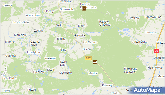 mapa Sucha gmina Pionki, Sucha gmina Pionki na mapie Targeo