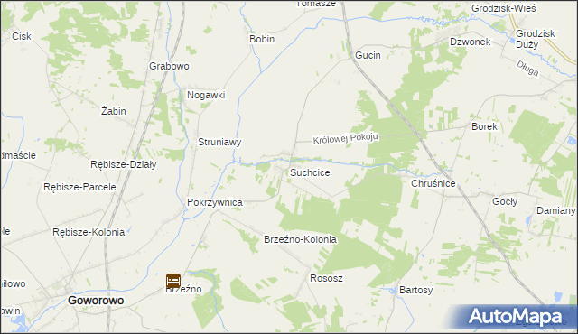 mapa Suchcice gmina Czerwin, Suchcice gmina Czerwin na mapie Targeo