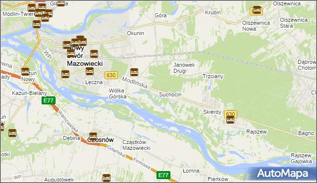 mapa Suchocin gmina Jabłonna, Suchocin gmina Jabłonna na mapie Targeo