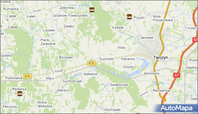 mapa Suchodół gmina Tarczyn, Suchodół gmina Tarczyn na mapie Targeo