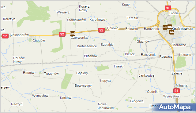 mapa Suchodoły gmina Krośniewice, Suchodoły gmina Krośniewice na mapie Targeo