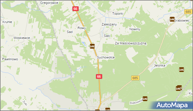 mapa Suchowolce, Suchowolce na mapie Targeo