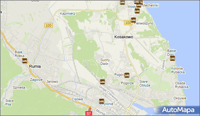 mapa Suchy Dwór gmina Kosakowo, Suchy Dwór gmina Kosakowo na mapie Targeo