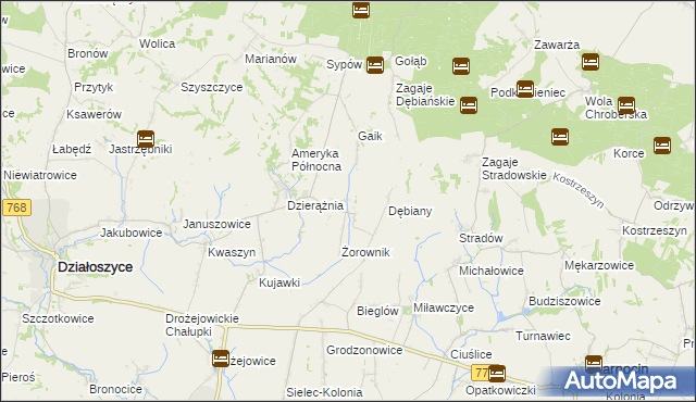 mapa Sudół gmina Działoszyce, Sudół gmina Działoszyce na mapie Targeo