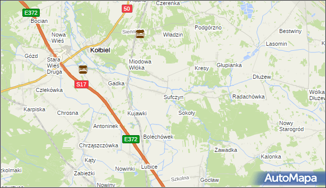 mapa Sufczyn gmina Kołbiel, Sufczyn gmina Kołbiel na mapie Targeo