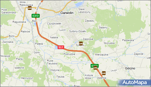 mapa Sulbiny, Sulbiny na mapie Targeo