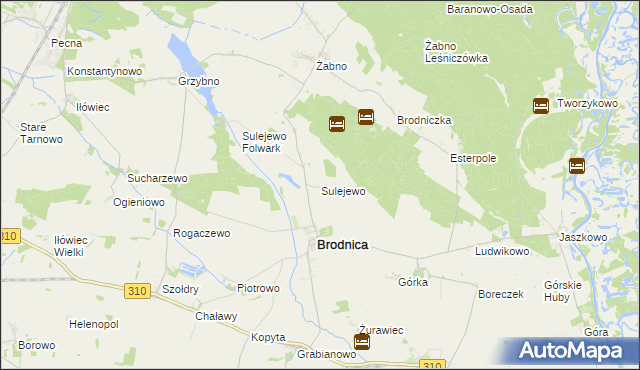 mapa Sulejewo gmina Brodnica, Sulejewo gmina Brodnica na mapie Targeo