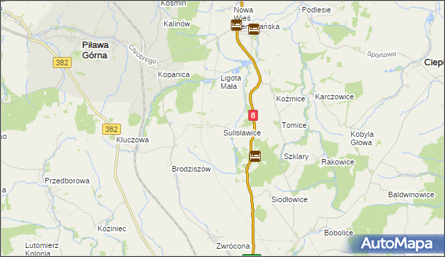 mapa Sulisławice gmina Ząbkowice Śląskie, Sulisławice gmina Ząbkowice Śląskie na mapie Targeo