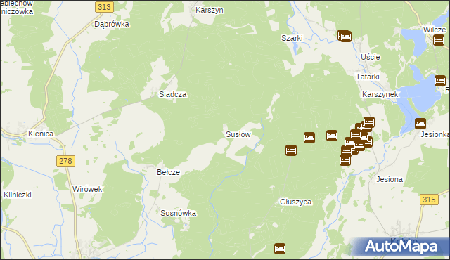 mapa Susłów, Susłów na mapie Targeo