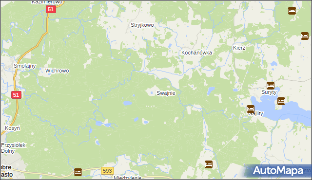 mapa Swajnie, Swajnie na mapie Targeo