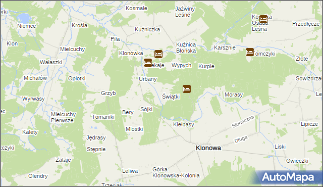 mapa Świątki gmina Klonowa, Świątki gmina Klonowa na mapie Targeo