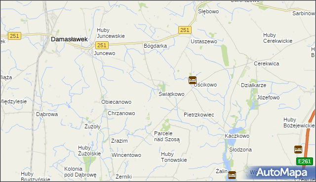 mapa Świątkowo gmina Janowiec Wielkopolski, Świątkowo gmina Janowiec Wielkopolski na mapie Targeo