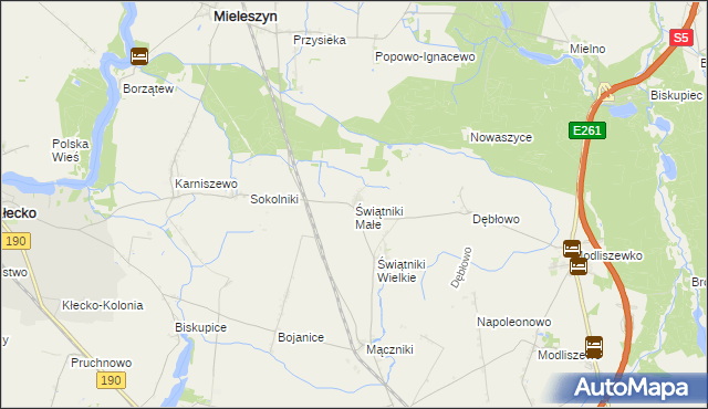 mapa Świątniki Małe gmina Mieleszyn, Świątniki Małe gmina Mieleszyn na mapie Targeo