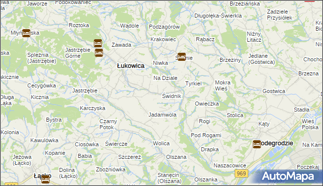 mapa Świdnik gmina Łukowica, Świdnik gmina Łukowica na mapie Targeo