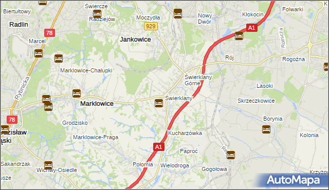 mapa Świerklany, Świerklany na mapie Targeo