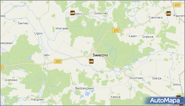 mapa Świerzno powiat kamieński, Świerzno powiat kamieński na mapie Targeo