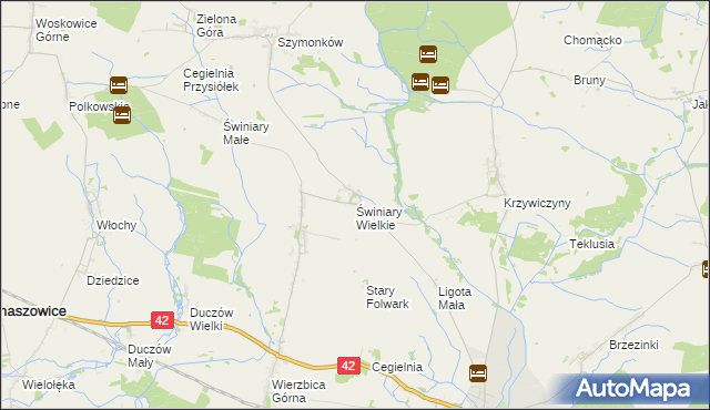 mapa Świniary Wielkie, Świniary Wielkie na mapie Targeo