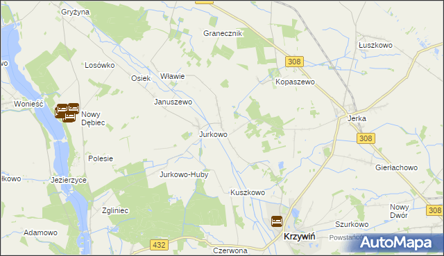 mapa Świniec gmina Krzywiń, Świniec gmina Krzywiń na mapie Targeo